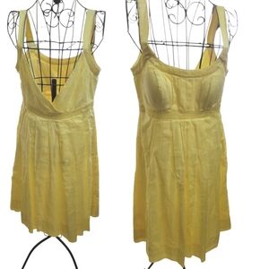 Calvin Klein Women’s Elegant Yellow A-line Pleated Fit N Flare Low Back 10